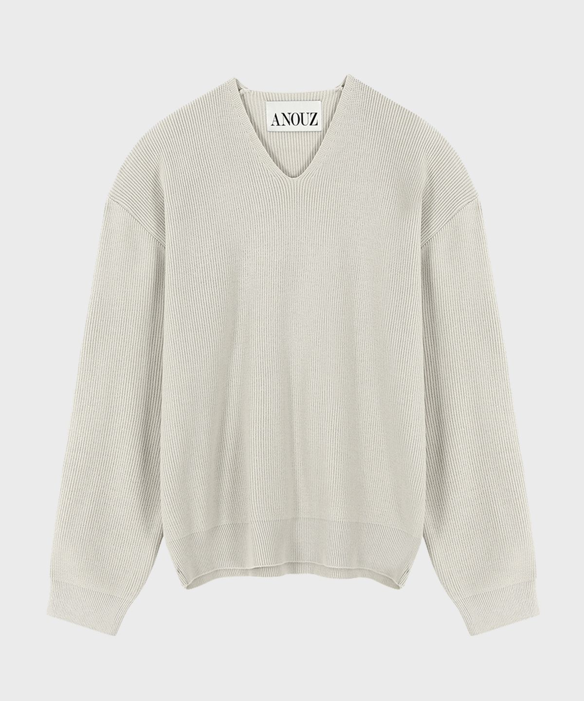어누즈(ANOUZ) 엠보 브이넥 니트 Beige
