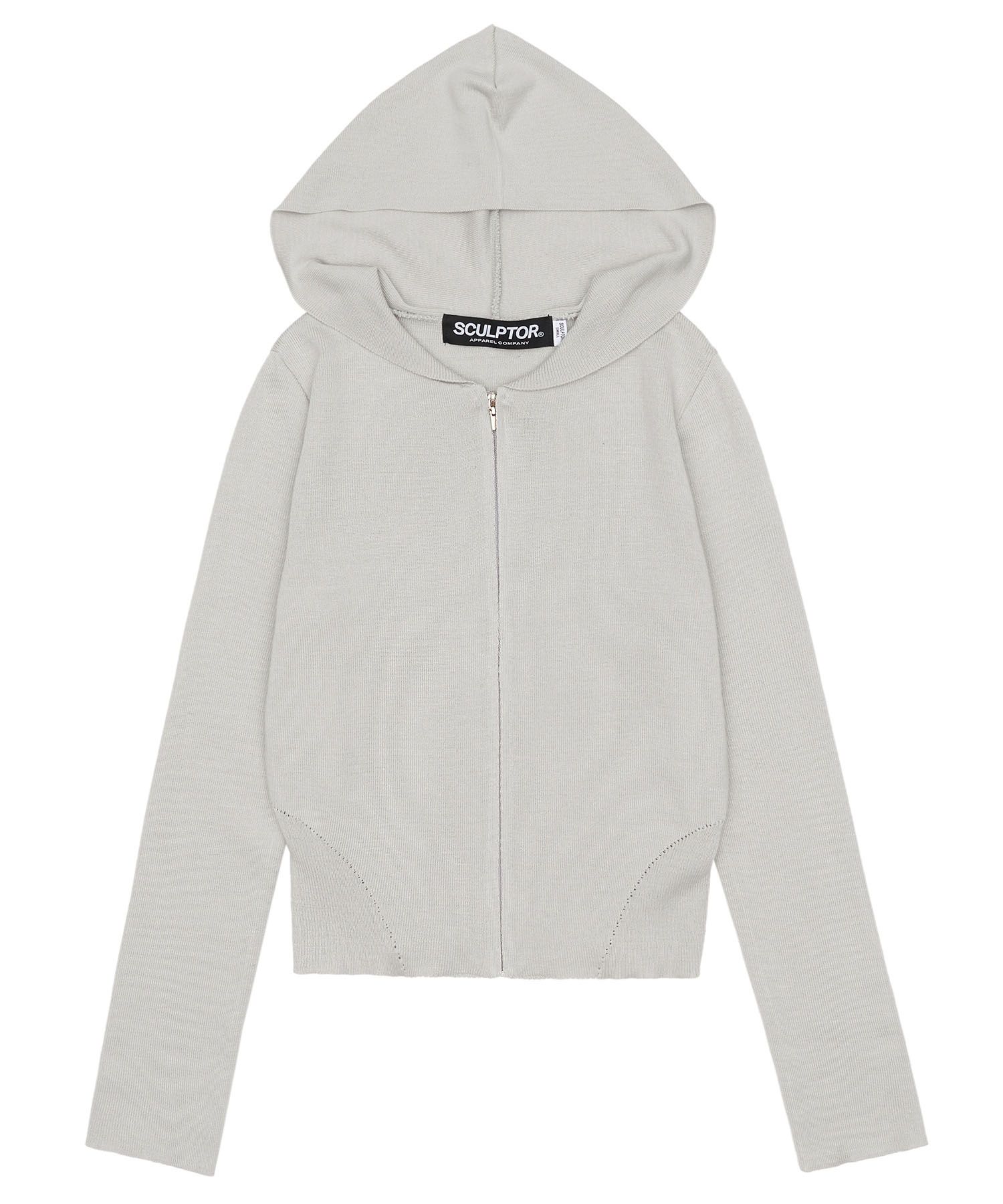 MUSINSA | SCULPTOR Silhouette Knit Zip-up Hoodie Pale Gray