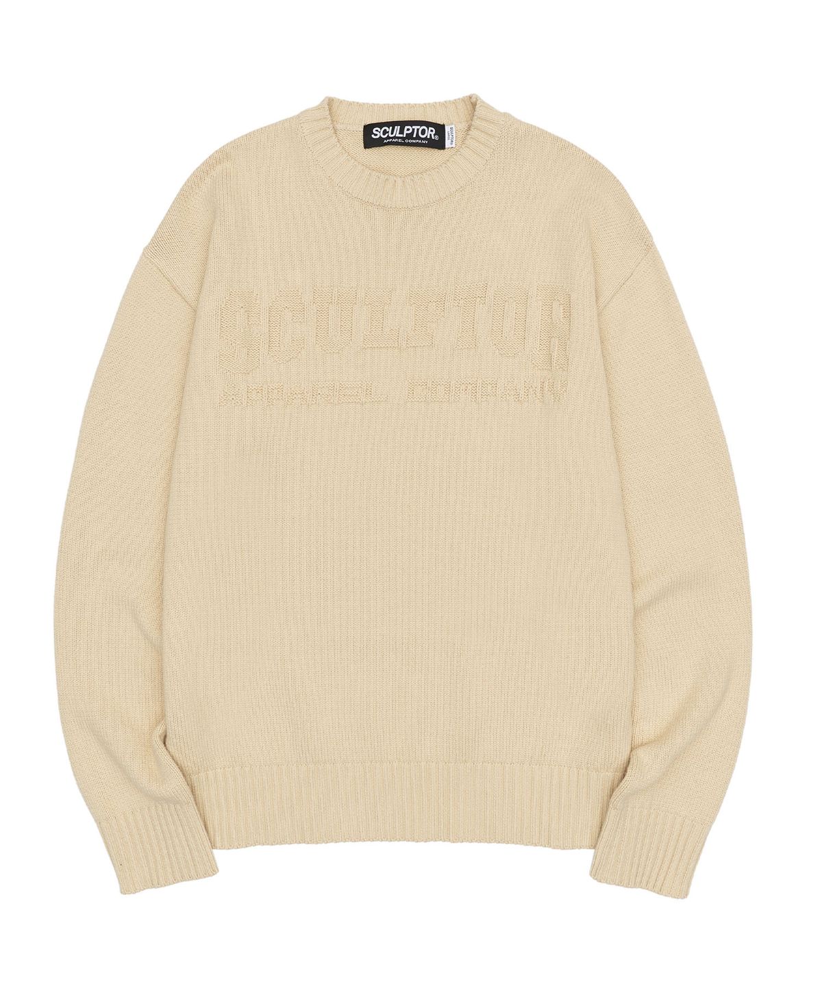 스컬프터(SCULPTOR) Varsity Crewneck Sweater Natural