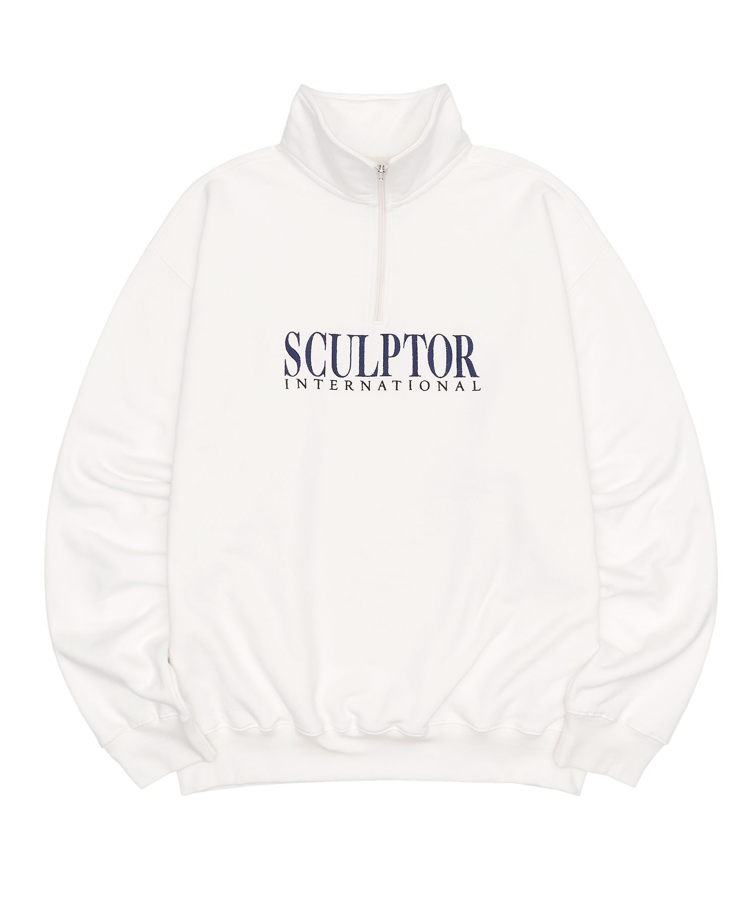 MUSINSA | SCULPTOR Classic Logo Half Zip Sweatshirt White