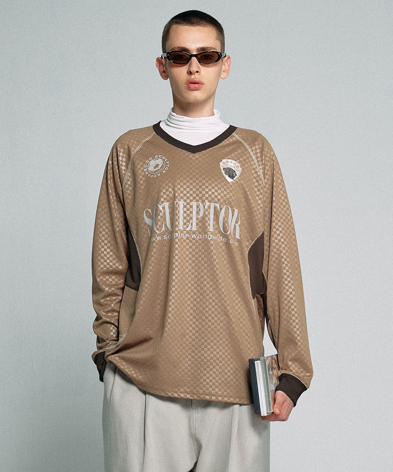MUSINSA | SCULPTOR Damier Soccer Jersey Damier Beige
