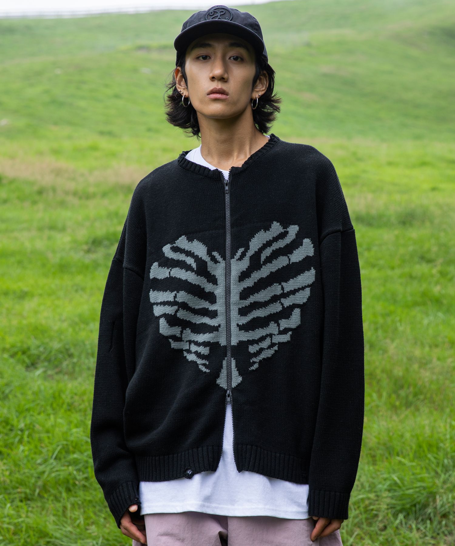 アウターその他 XTONZ XTK037 Bowen knit zip-up BLACK xtk037BK MUSINSA公式 | XTONZ XTK037 BOWN Zip-up Knit Sweater (BLACK)