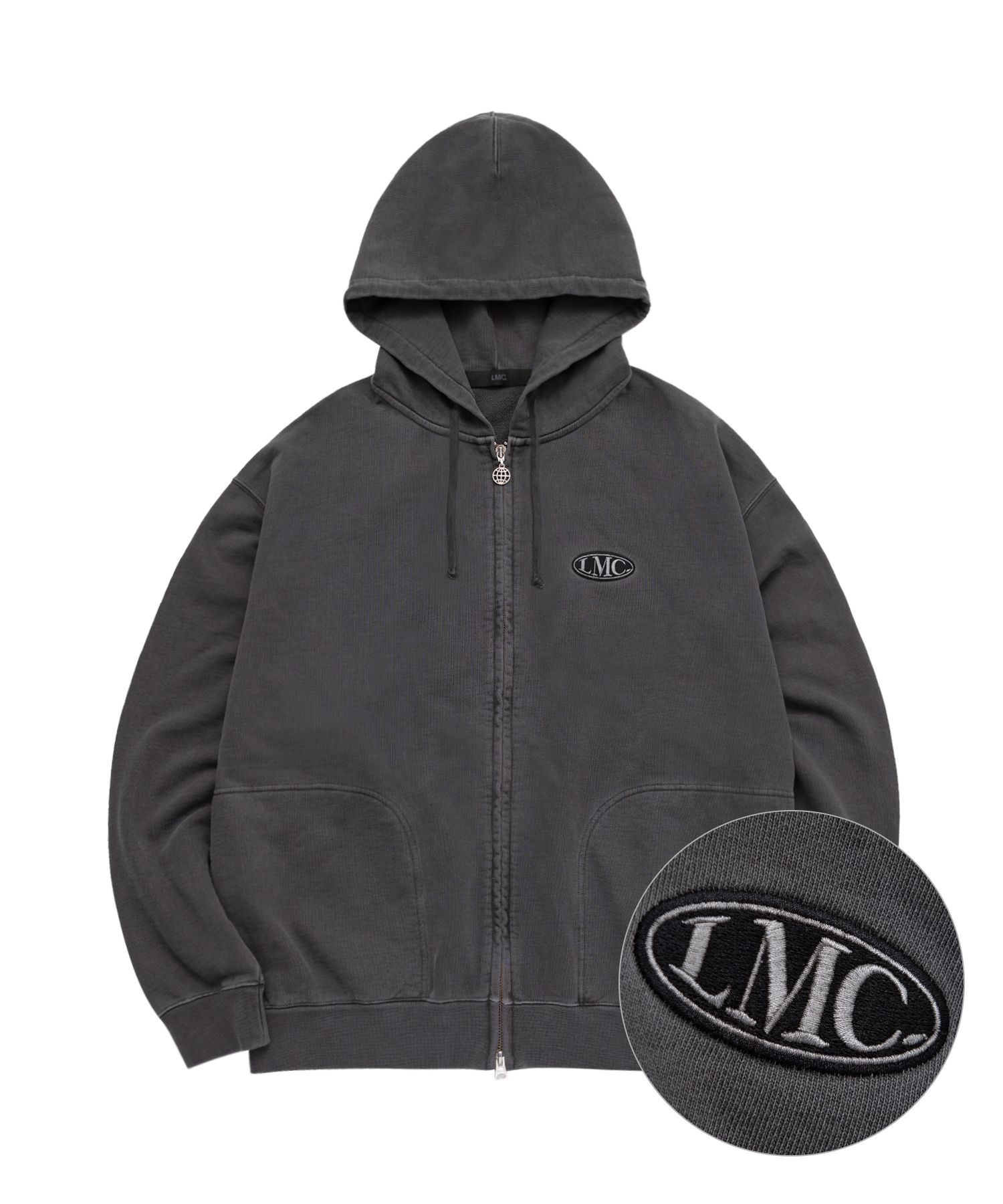 [ LMC]★OVAL OVERDYED ZIP-UP HOODIE MUSINSA | LMC LMC OVERDYED OVAL ZIP-UP HOODIE black