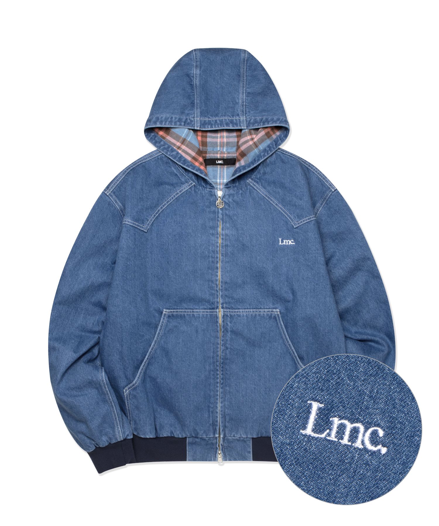 ★2022FW新作★LMC★PLAID DENIM HOODIE JACKET LMC