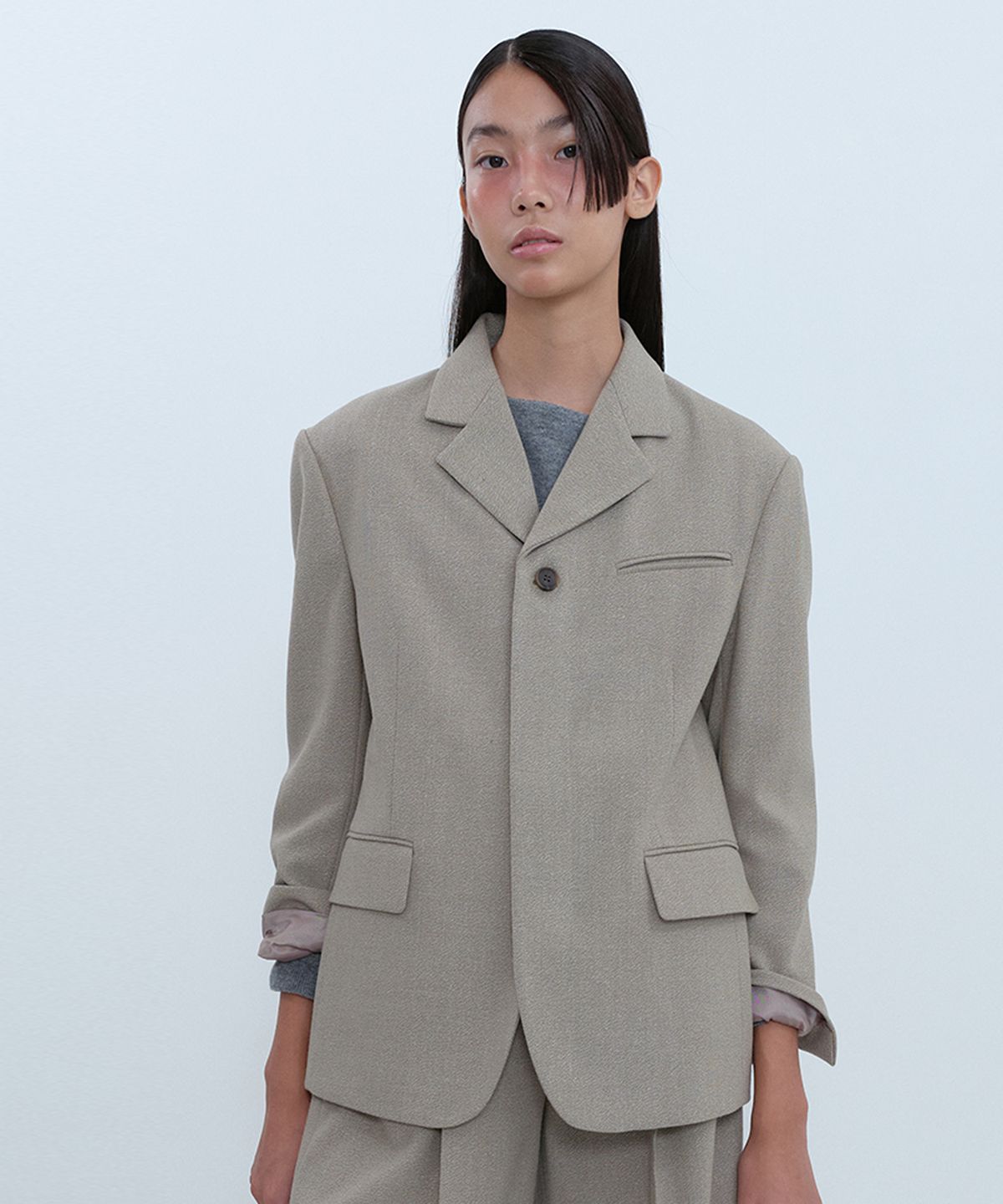 아위(AHWE) 3-Button Wool Jacket_BEIGE