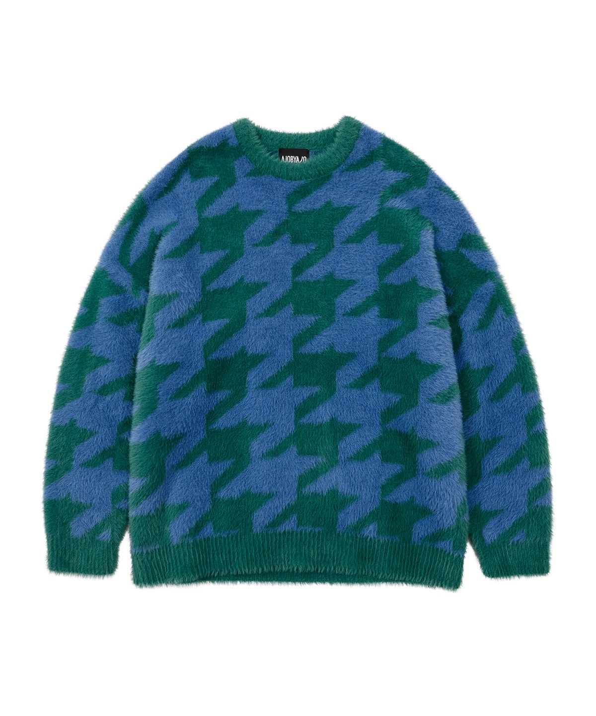 아조바이아조(AJOBYAJO) Houndstooth Check Oversized Sweater [GREEN]