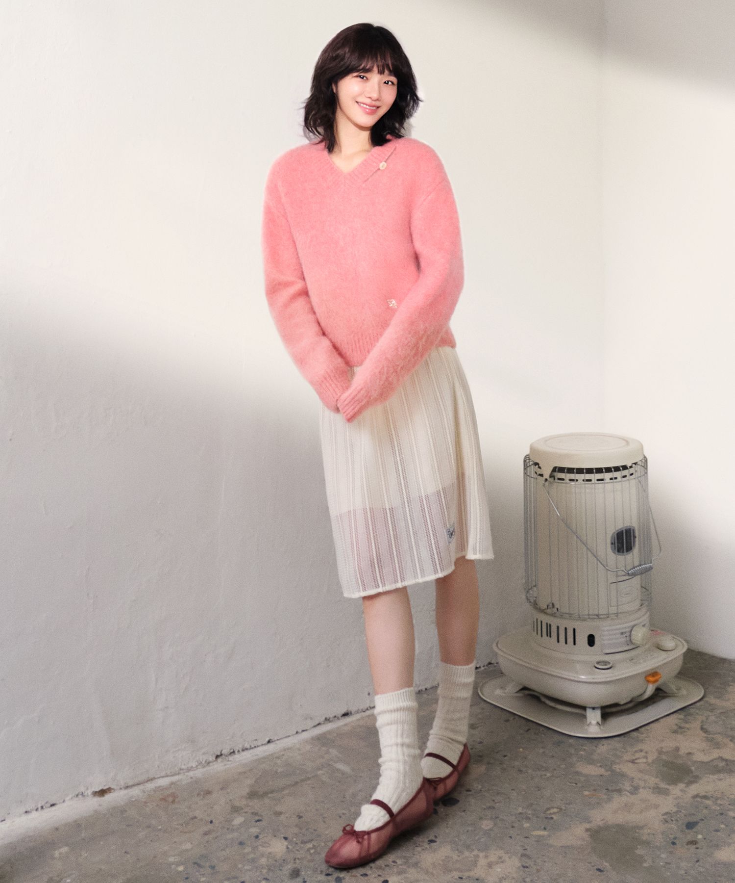 MUSINSA公式 | SATUR Essen Two Tone Mohair Pullover Knit Pink