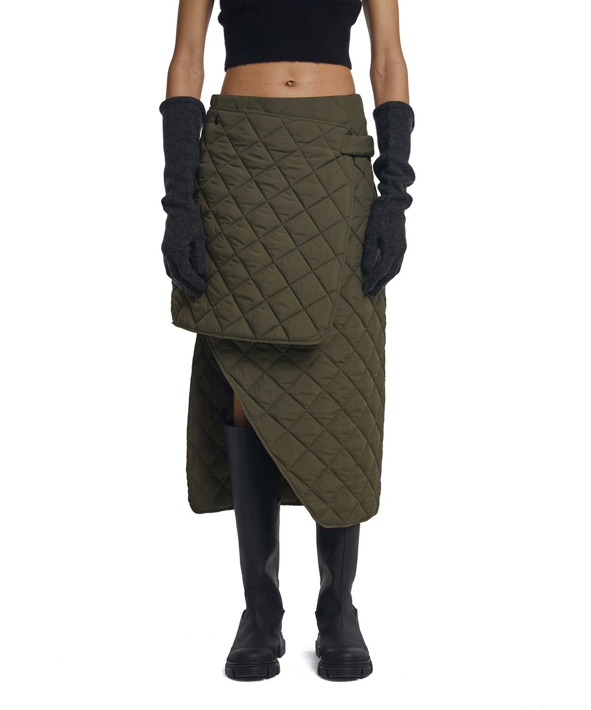 트렁크프로젝트(TRUNK PROJECT) Detachable Quilted Skirt_Khaki