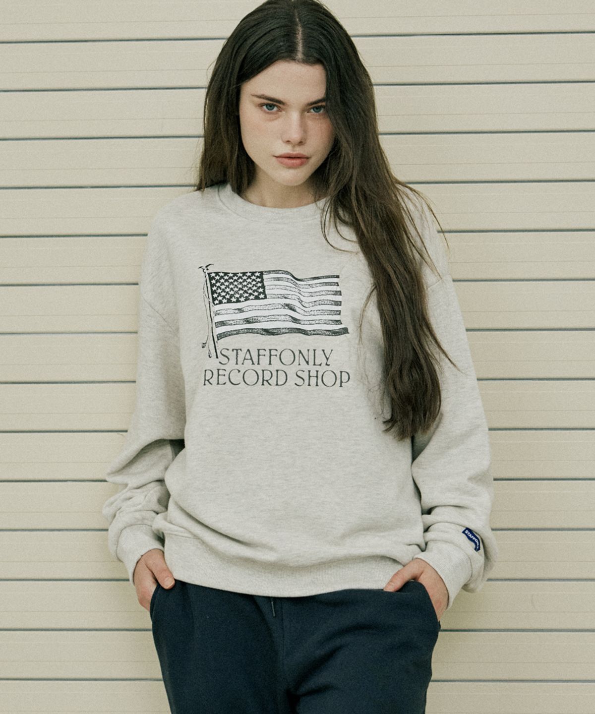 스텝온리(STAFFONLY) OLD GLORY SWEATSHIRTS (MELANGE IVORY)