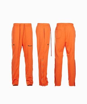 Side Open Sweat Pants Red Orange