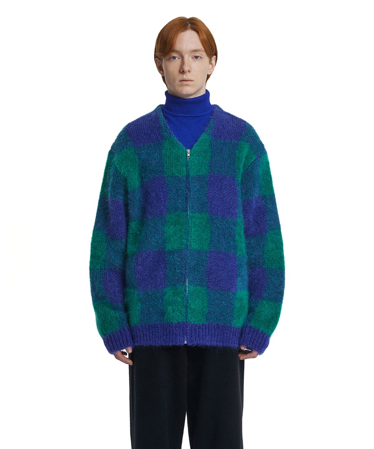 트렁크프로젝트(TRUNK PROJECT) Check Zip-Up Cardigan_Blue