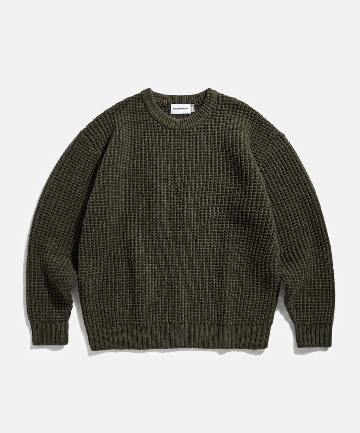 에스피오나지(ESPIONAGE) Heavyweight Waffle Knit Sweater Olive