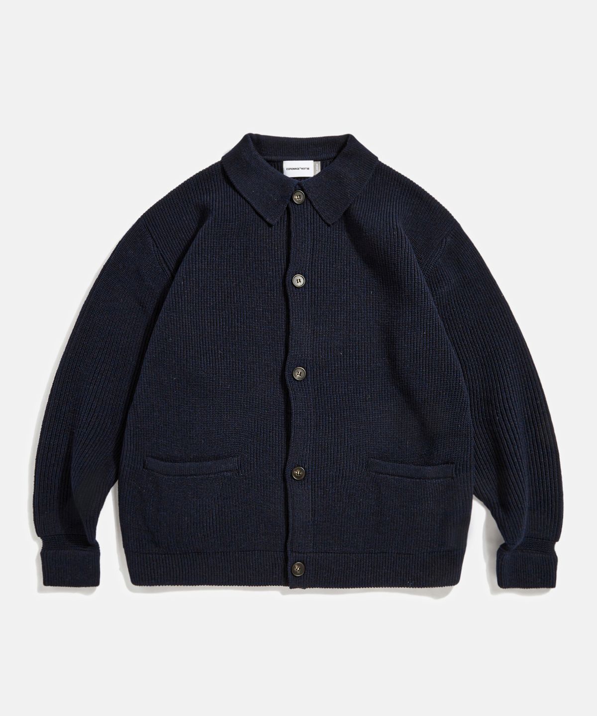 에스피오나지(ESPIONAGE) Miller Collar Heavyweight Cardigan Navy