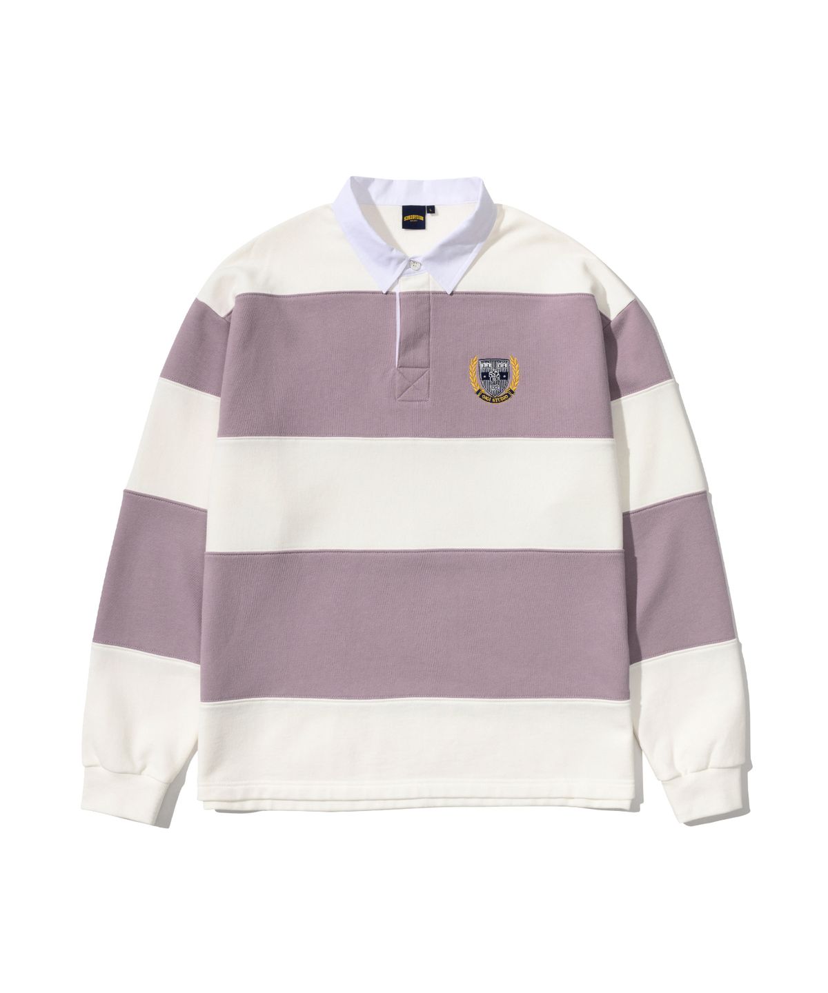 오아이오아이 컬렉션(OIOI COLLECTION) STRIPE POLO LONG SLEEVE T-SHIRT [LIGHT PURPLE]