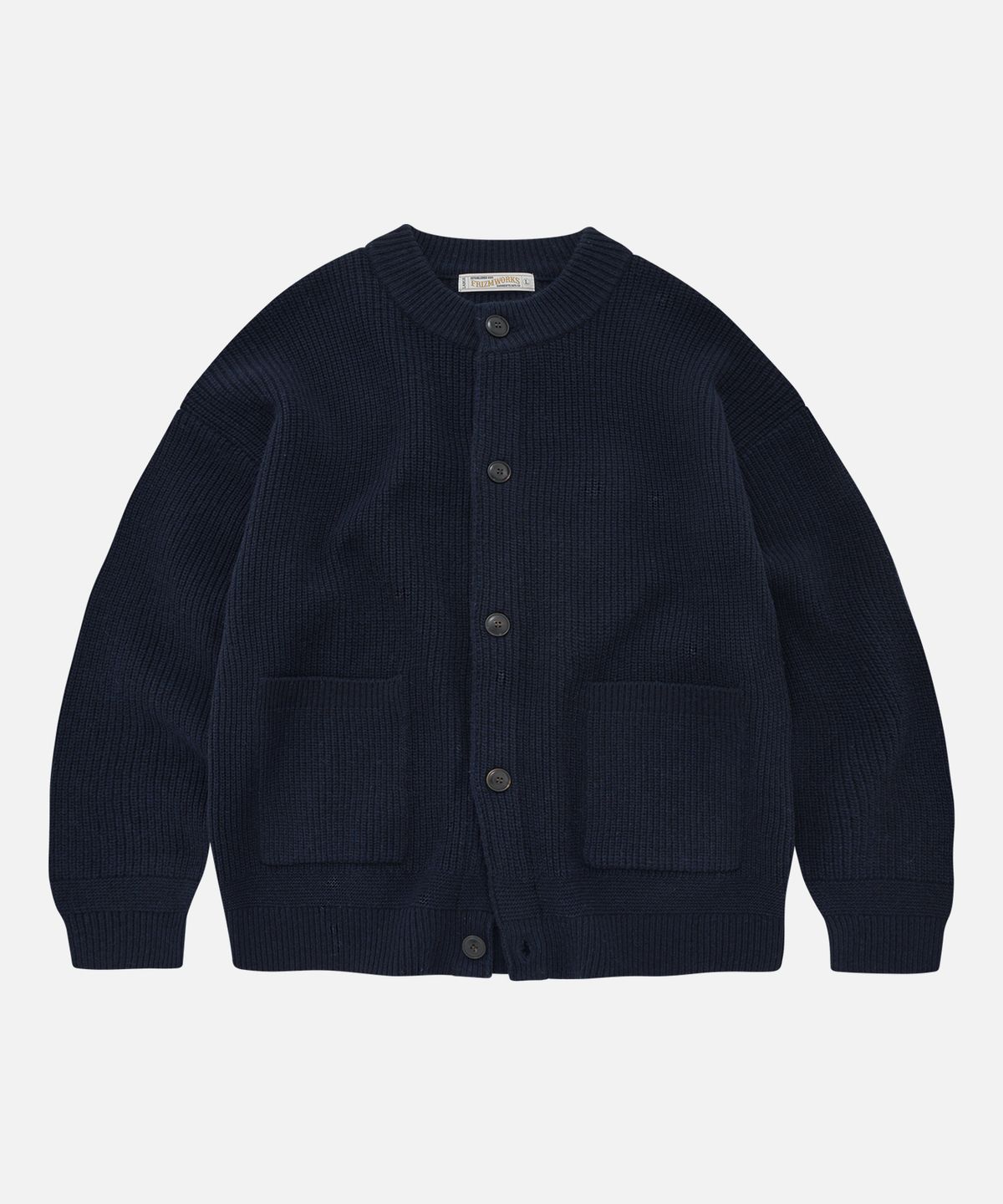프리즘웍스(FRIZMWORKS) HEAVY WOOL ROUND CARDIGAN _ NAVY