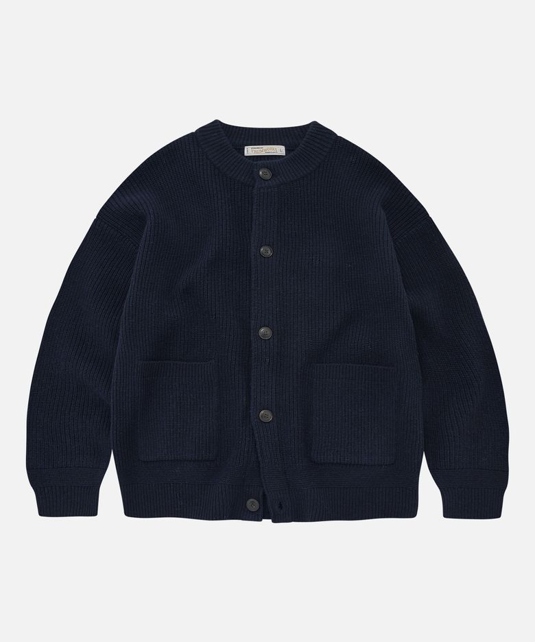 HEAVY WOOL ROUND CARDIGAN _ NAVY