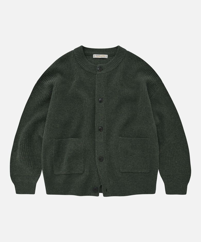 HEAVY WOOL ROUND CARDIGAN _ FOREST GREEN