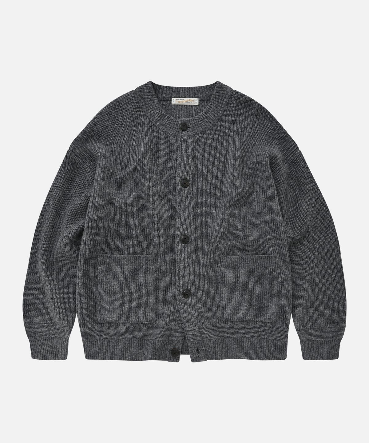 프리즘웍스(FRIZMWORKS) HEAVY WOOL ROUND CARDIGAN _ DARK GRAY