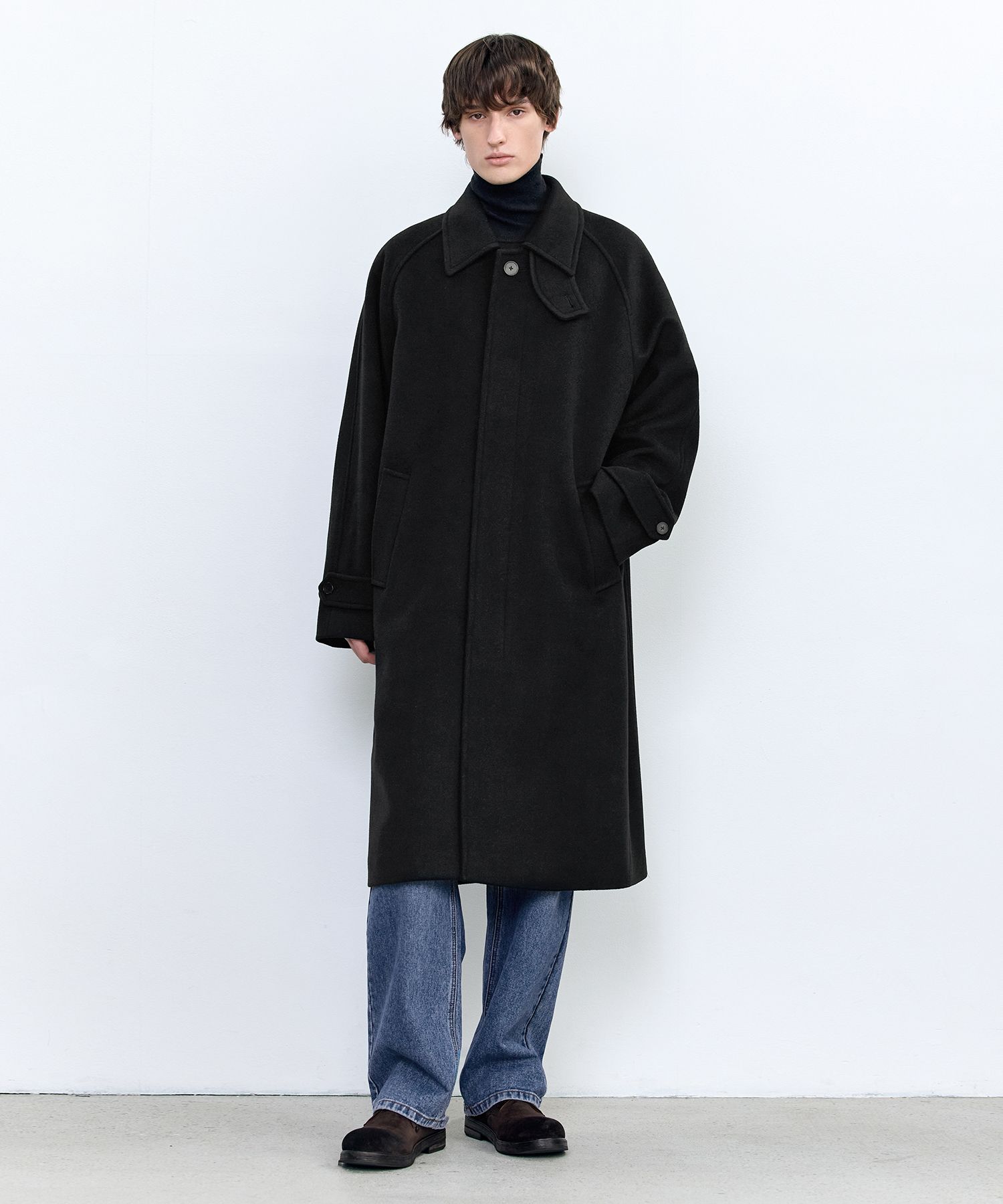 MUSINSA公式 | INSILENCE Mapel Cashmere Balmacan Coat MUD GRAY