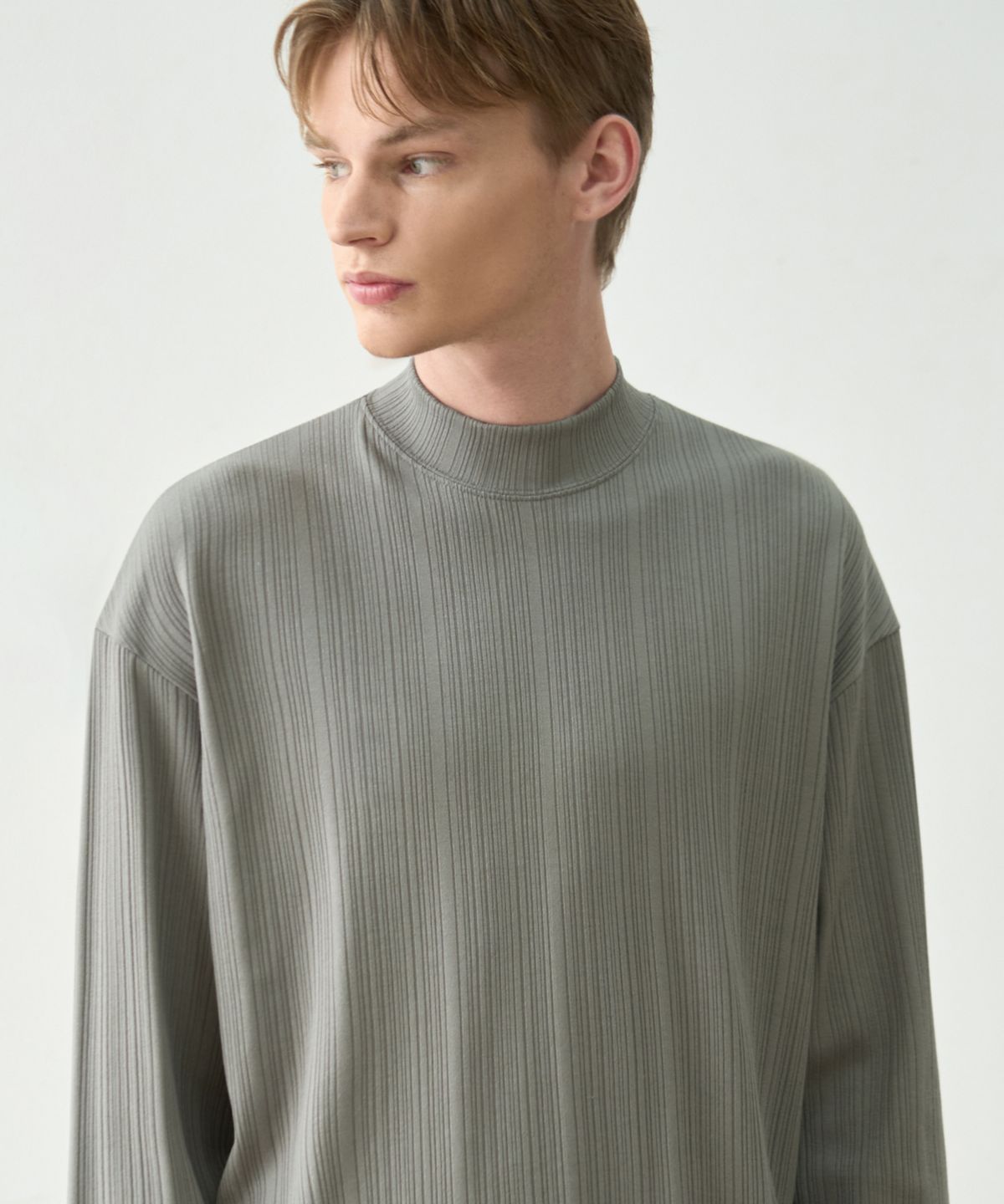 드로우핏(DRAW FIT) 포멀릭 리브드 모크넥 티셔츠 [GREY]