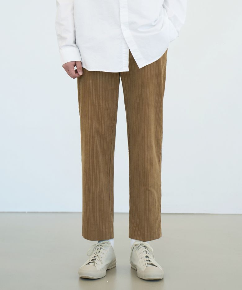 코듀로이 테이퍼드 웨스 팬츠 [BEIGE]