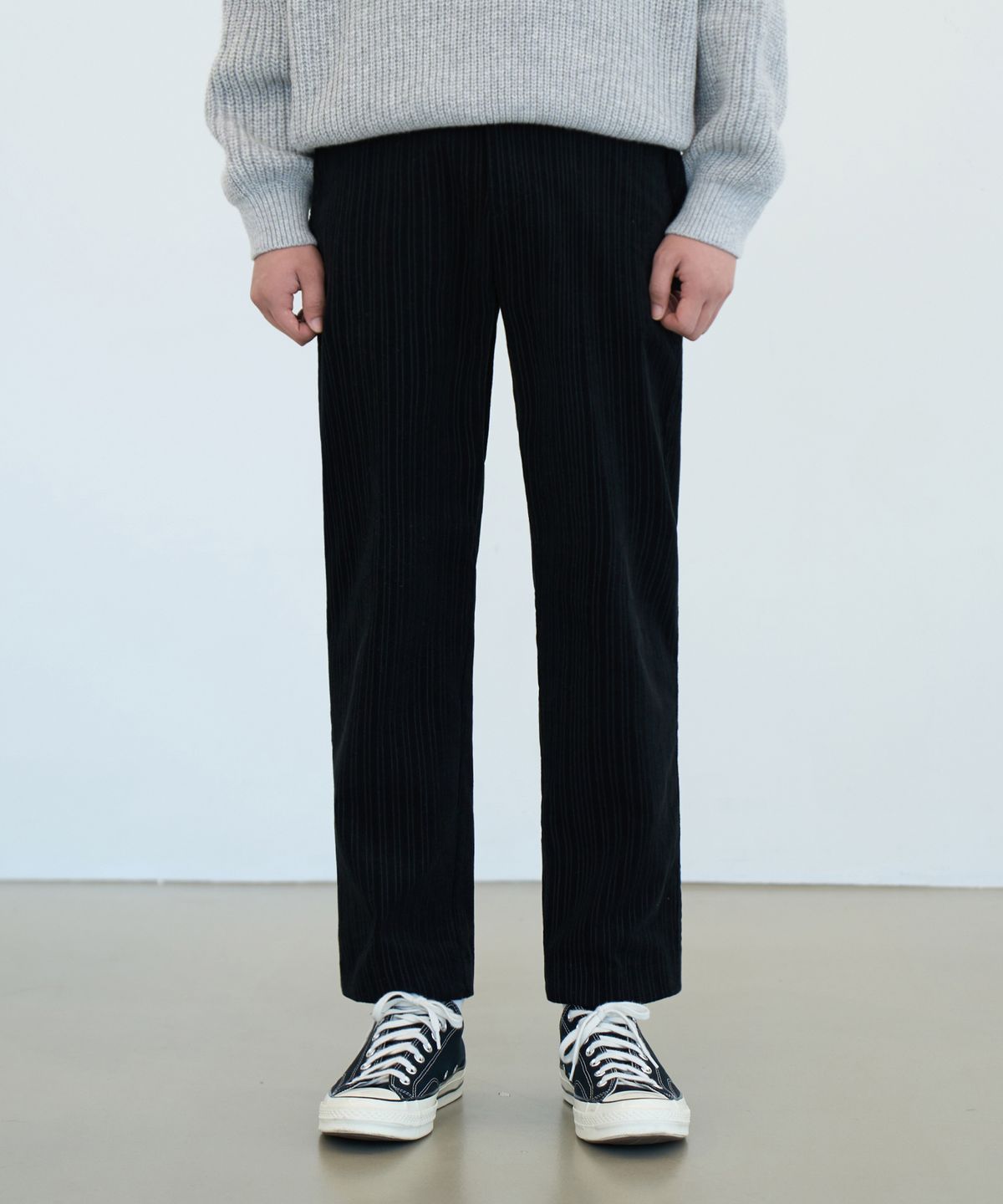드로우핏(DRAW FIT) 코듀로이 테이퍼드 웨스 팬츠 [BLACK]