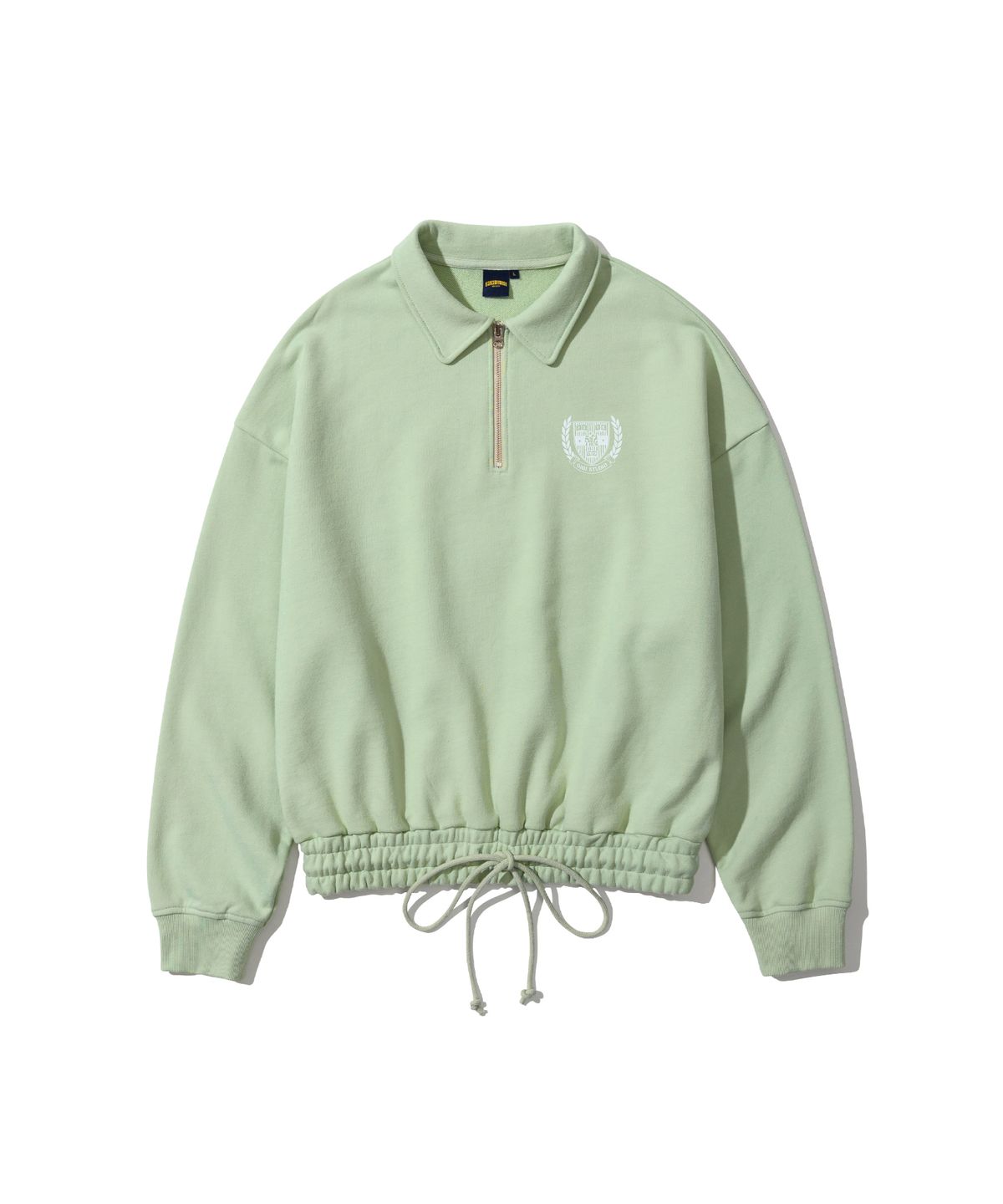 오아이오아이 컬렉션(OIOI COLLECTION) NEW VARSITY LOGO HALF ZIPUP [LIGHT GREEN]