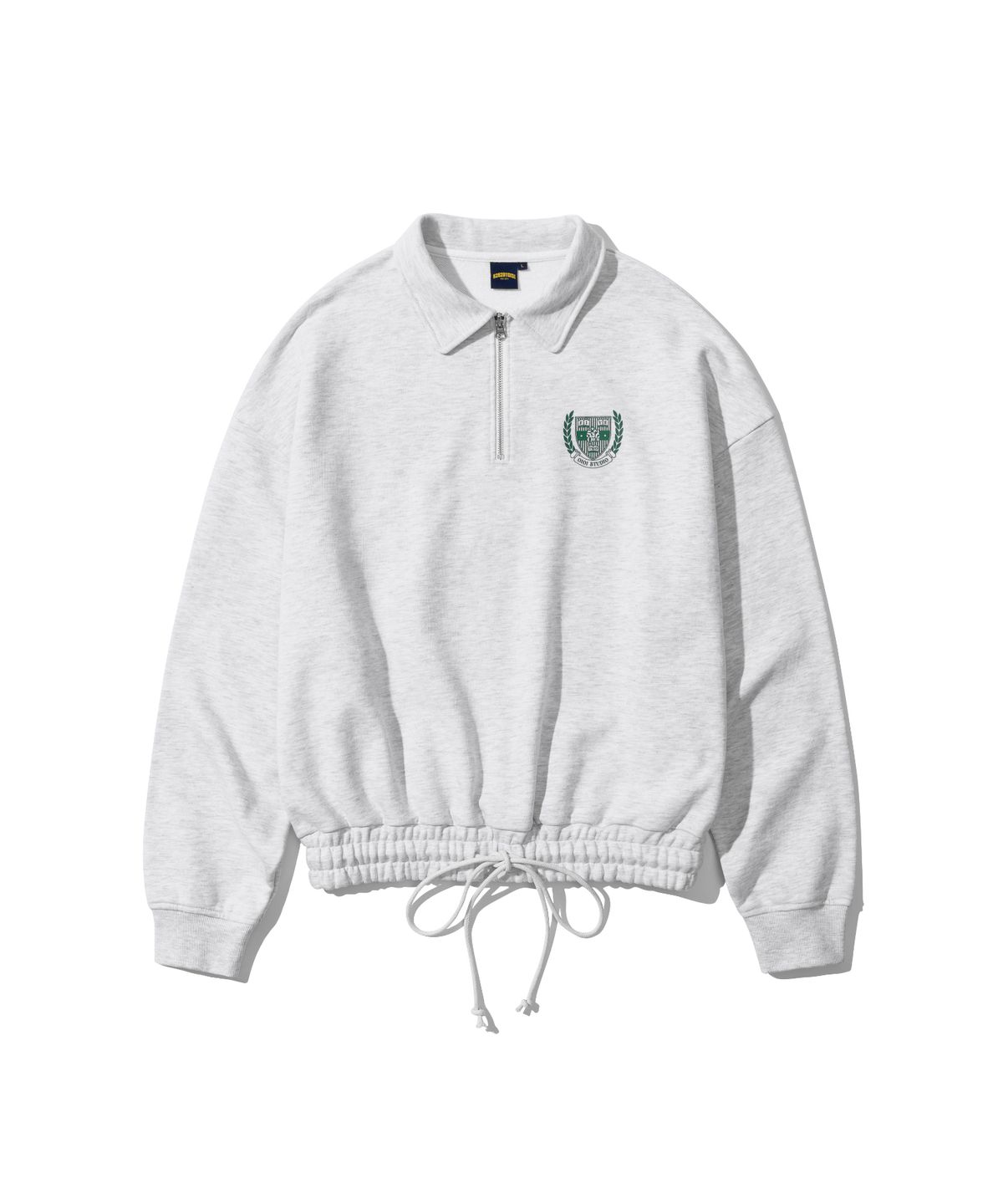 오아이오아이 컬렉션(OIOI COLLECTION) NEW VARSITY LOGO HALF ZIPUP [LIGHT GREY]