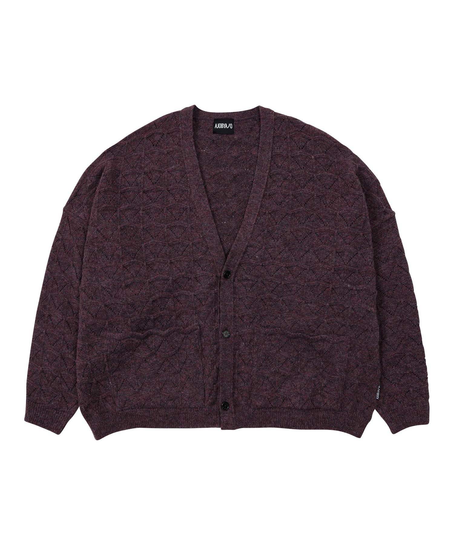 MUSINSA公式 | AJOBYAJO Clam Patterned Mohair Cardigan [BURGUNDY]