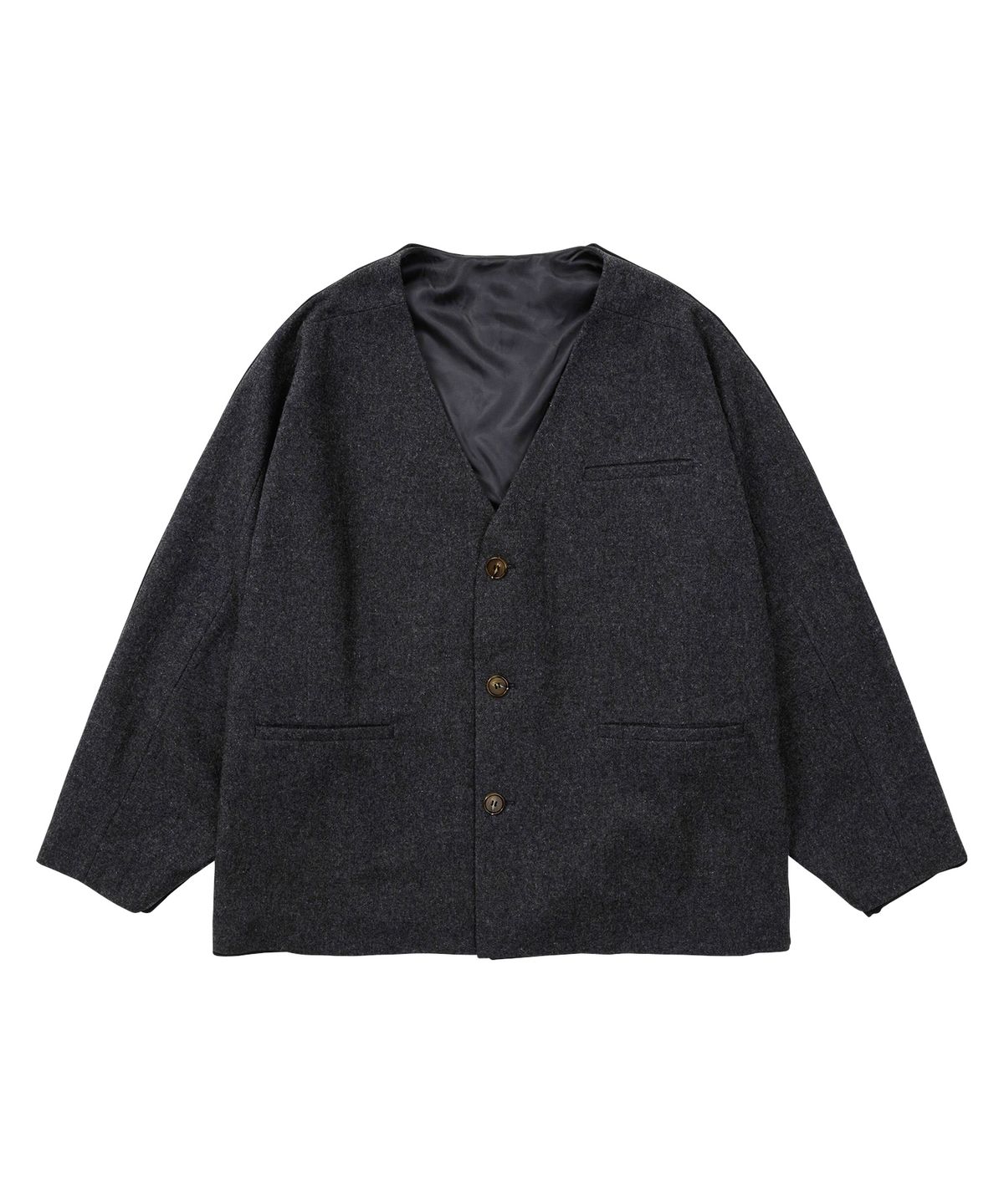 아조바이아조(AJOBYAJO) Batwing No Collar Wool Blazer [GREY]