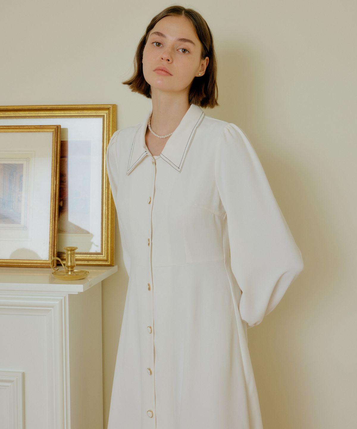 엽페(YUPPE) COLOR SHIRT ONEPIECE_WHITE