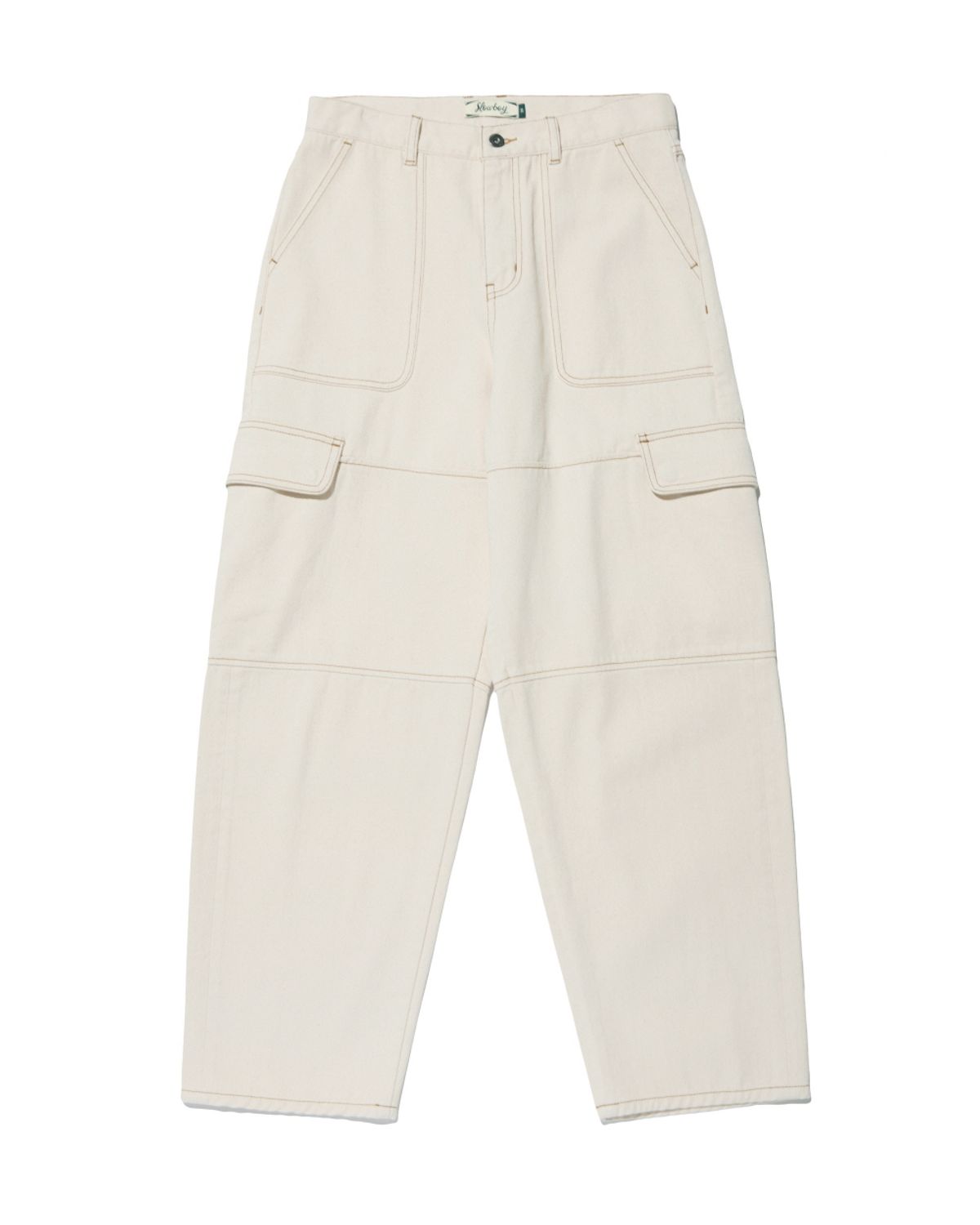 슬로우보이(SLOWBOY) LOOSE FIT NEP DENIM CARGO PANTS ECRU