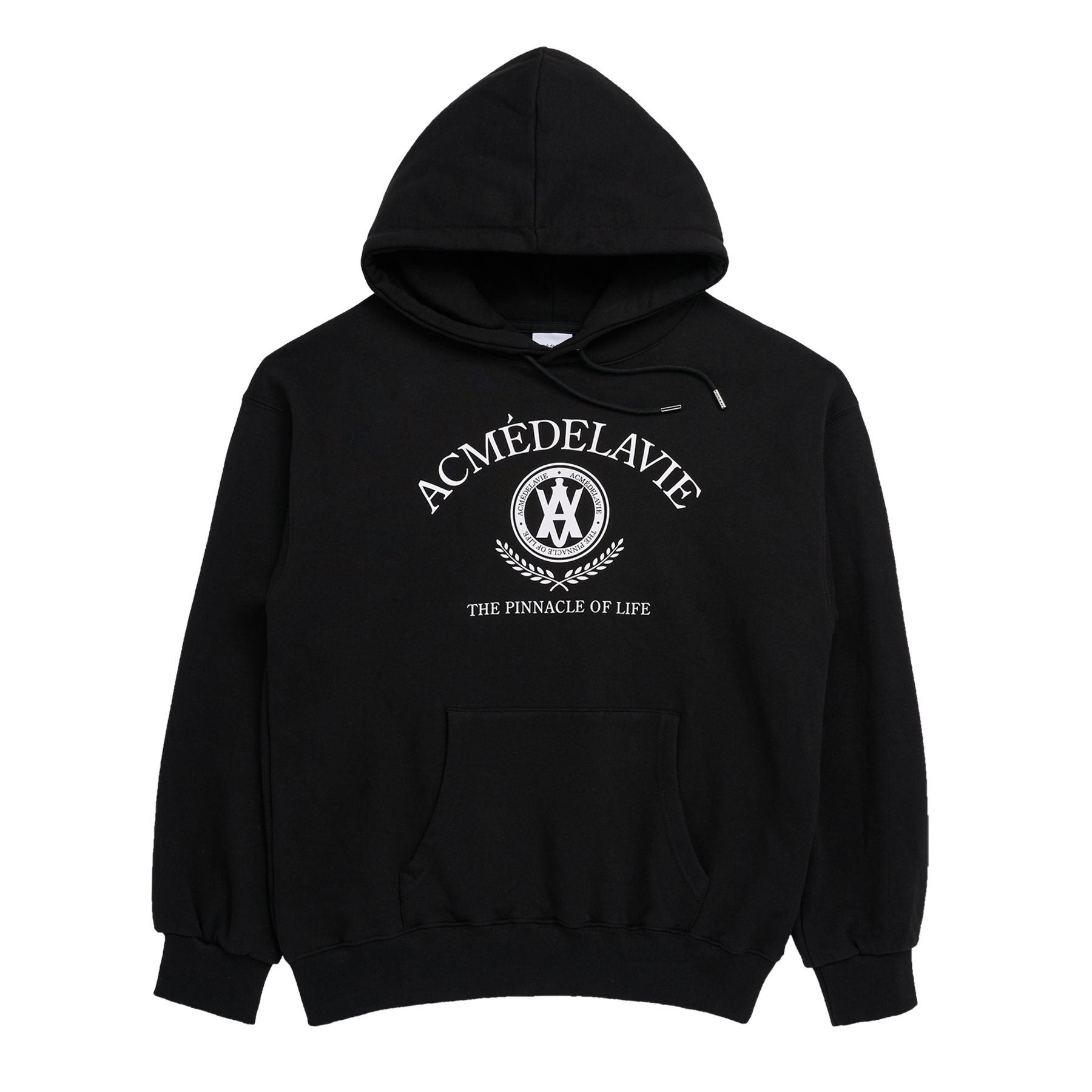 ★【acme'de la vie】★LOGO EMBLEM FLOWER ESSENTIAL HOODI.E★ MUSINSA | acmé de la vie LAUREL A LOGO EMBLEM HOODIE BLACK