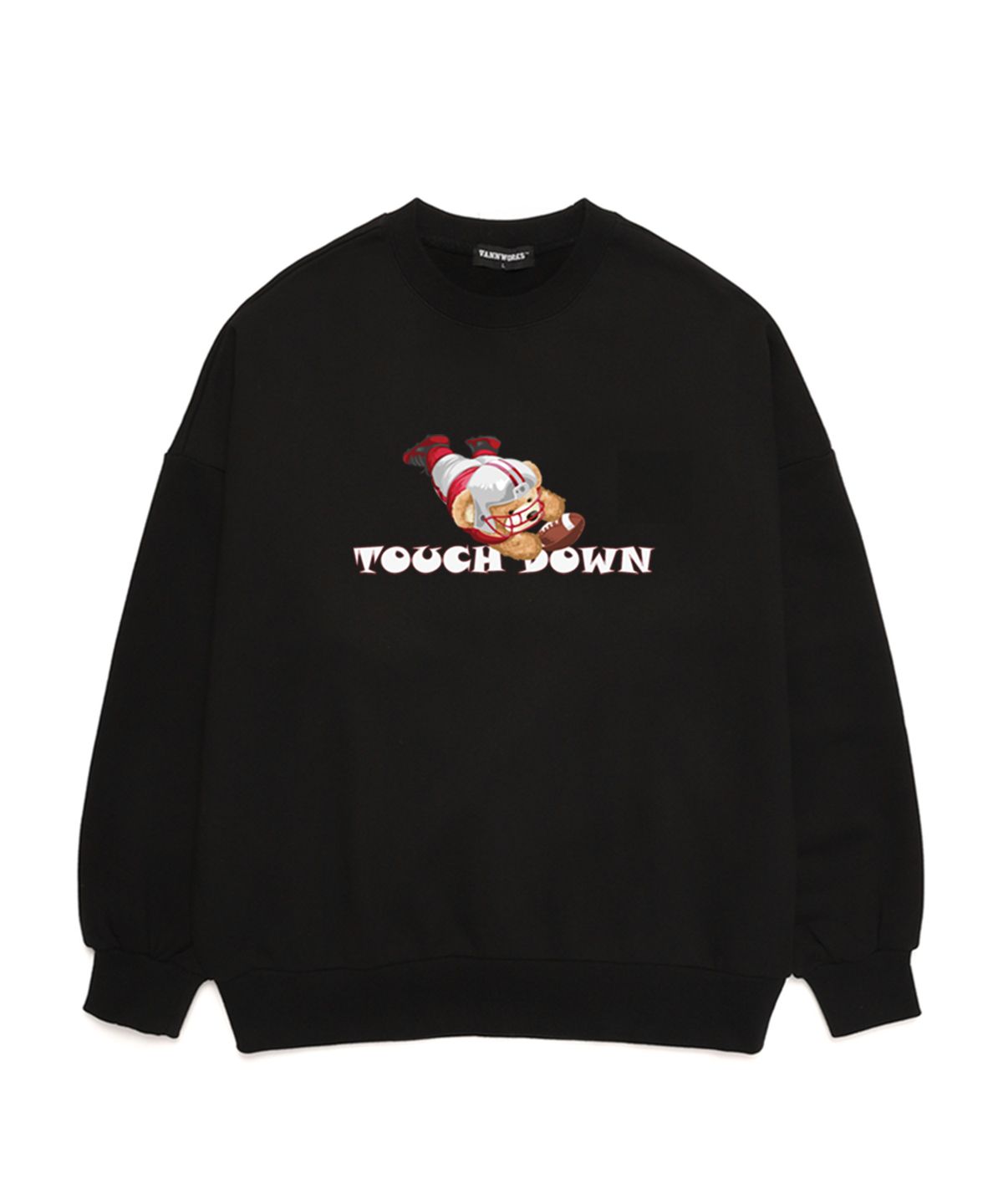 밴웍스(VANNWORKS) TOUCH DOWN BEAR  오버핏 맨투맨 (VNDTS112) 블랙