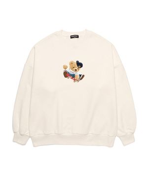 SKATEBOARD BEAR  오버핏 맨투맨 (VNDTS114) 화이트
