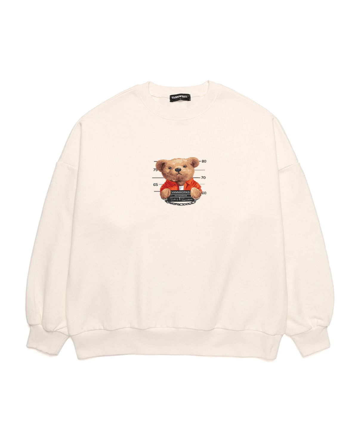 밴웍스(VANNWORKS) TSUNDERE BEAR 오버핏 맨투맨 (VNDTS117) 화이트