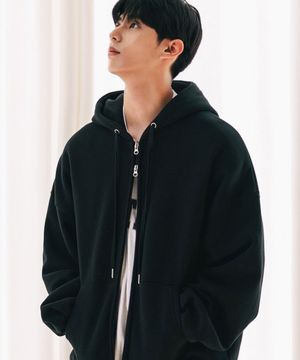 파일 오버핏 투웨이 후드집업 6종 블랙 KJHD2407