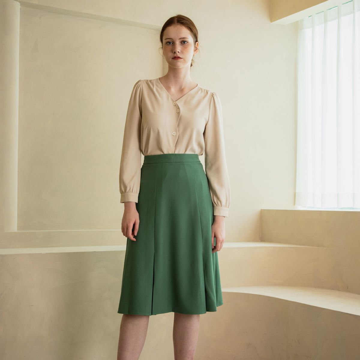 웬스데이딜라잇(WEDNESDAY DELIGHT) WED Two slit midi skirt_2color