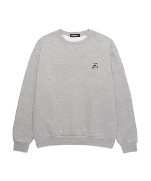 SPACE BEAR 오버핏 맨투맨 (VNDTS120) 멜란지그레이