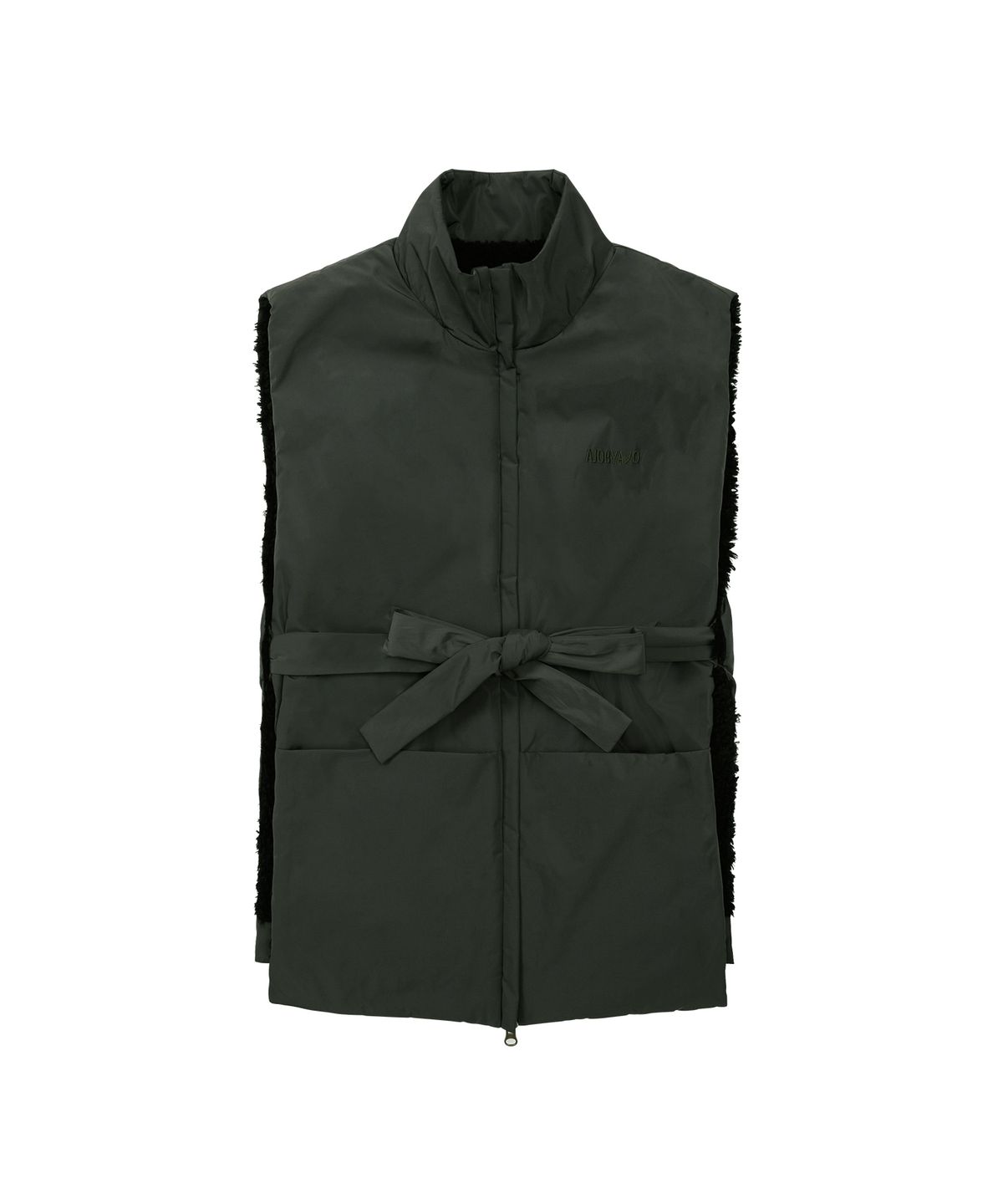 아조바이아조(AJOBYAJO) Strap Fake Fur Vest [KHAKI]
