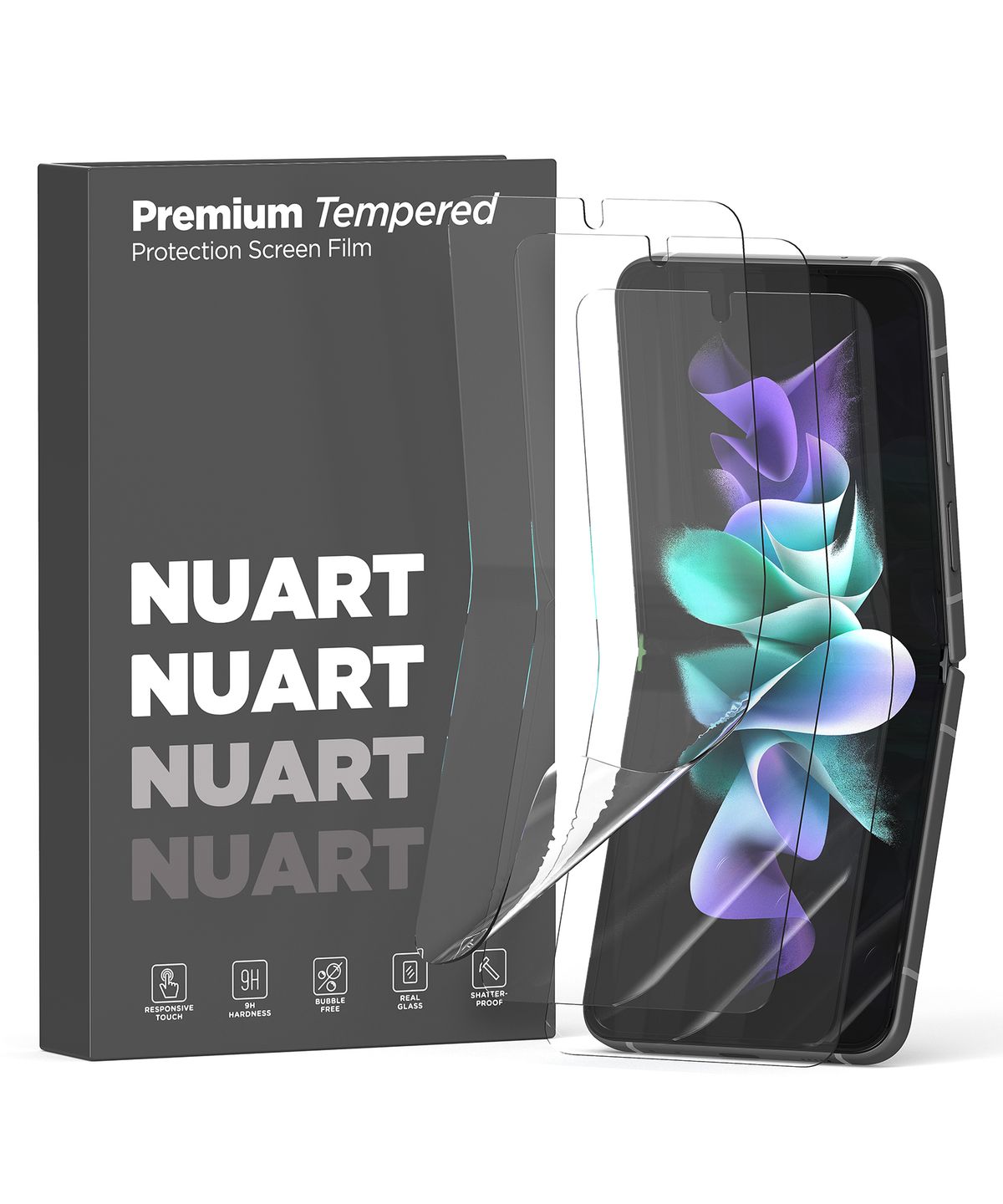 누아트(NUART) 갤럭시 Z플립5 Z플립4 Z플립3 프리미엄 자가복원 TPU 액정보호필름 3매입