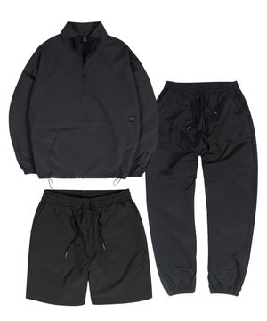 심플 아노락 쓰리피스 풀 셋업 블랙