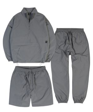 심플 아노락 쓰리피스 풀 셋업 그레이