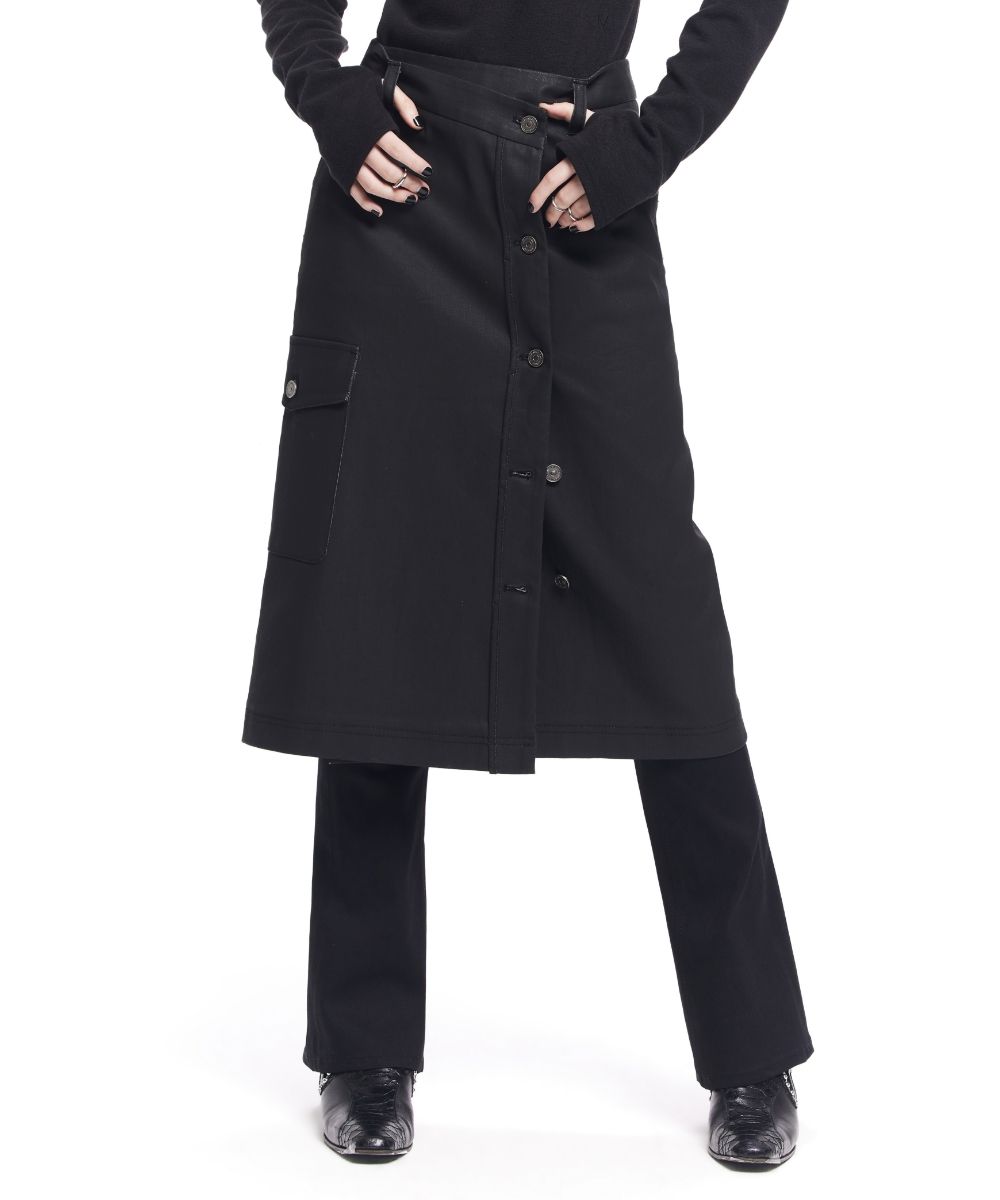 【MAISON MINED】22FW★ MONOCHROME OVER WRAP SKIRT MUSINSA | MAISON MINED (W) DARKNESS OVER WRAP SKIRT