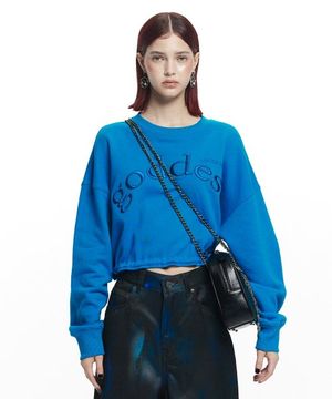 (W) GODDESS LOGO CROP MTM BLUE