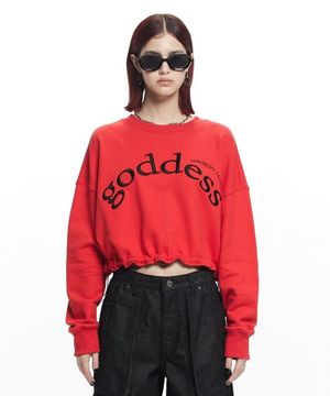 (W) GODDESS LOGO CROP MTM RED