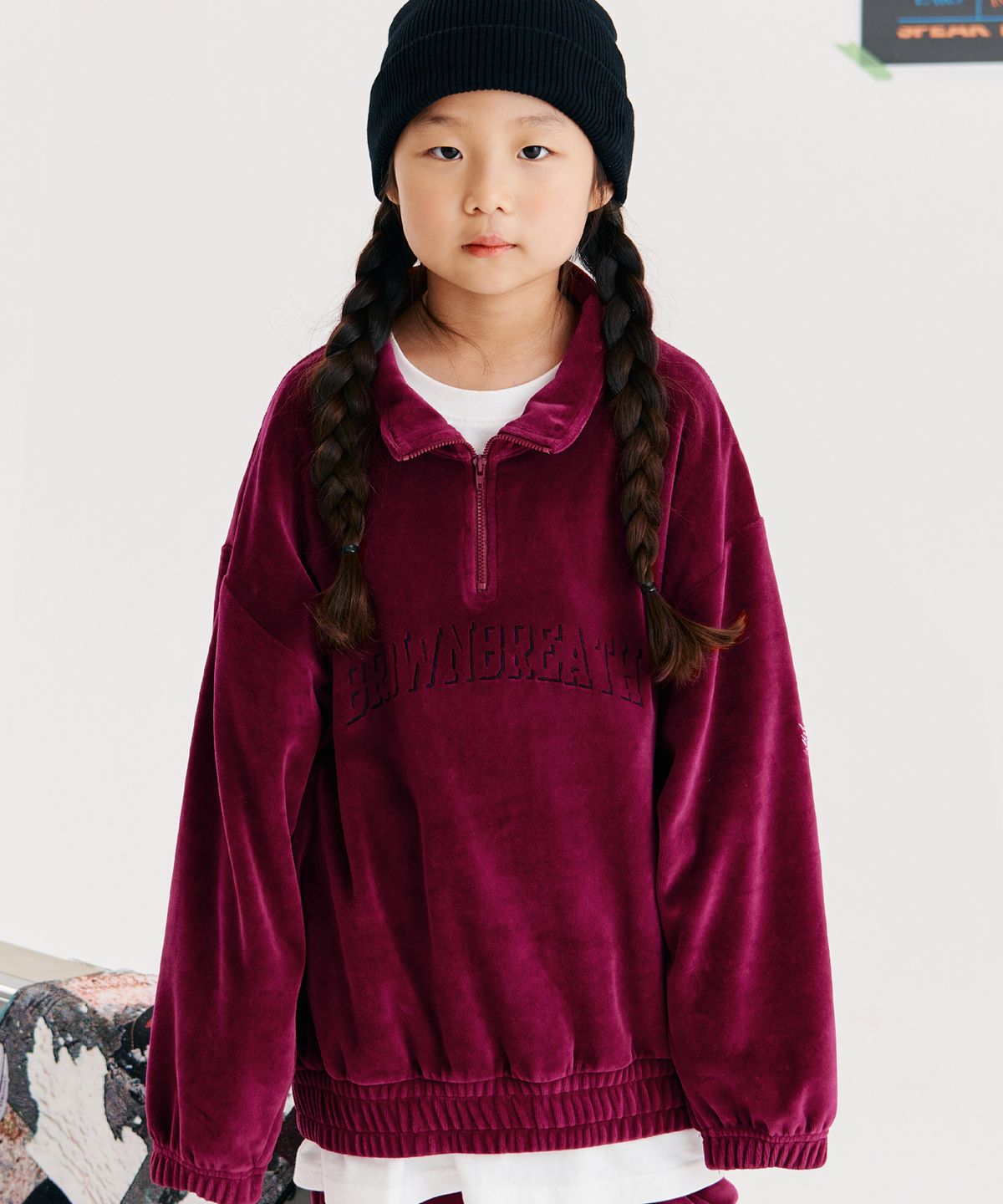 브라운브레스 키즈(BROWNBREATH KIDS) KIDS VELOUR ANORAK - CHERRY