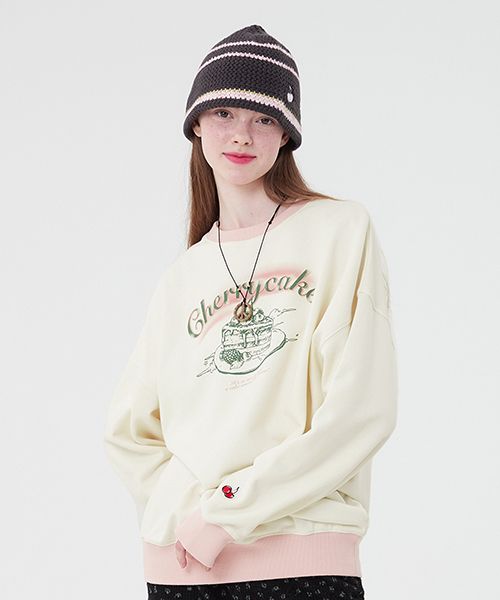 ★KIRSH★ Small Cherry Lip Point Long Sleeve T-Shirt Ivory MUSINSA | KIRSH Cherry Cake Graphic Lip Point Sweatshirt [Ivory]