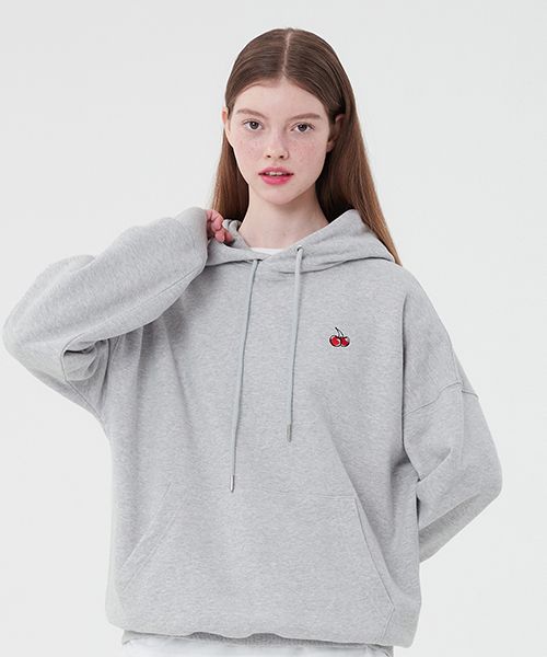 MUSINSA | KIRSH Small Cherry Hoodie [Melange Gray]
