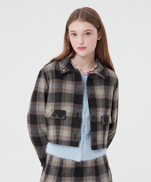 アウターその他 KIRSH Small Check Crop Jacket Brown KKQWCJK501M MUSINSA | KIRSH Small Check Crop Jacket [Grey]